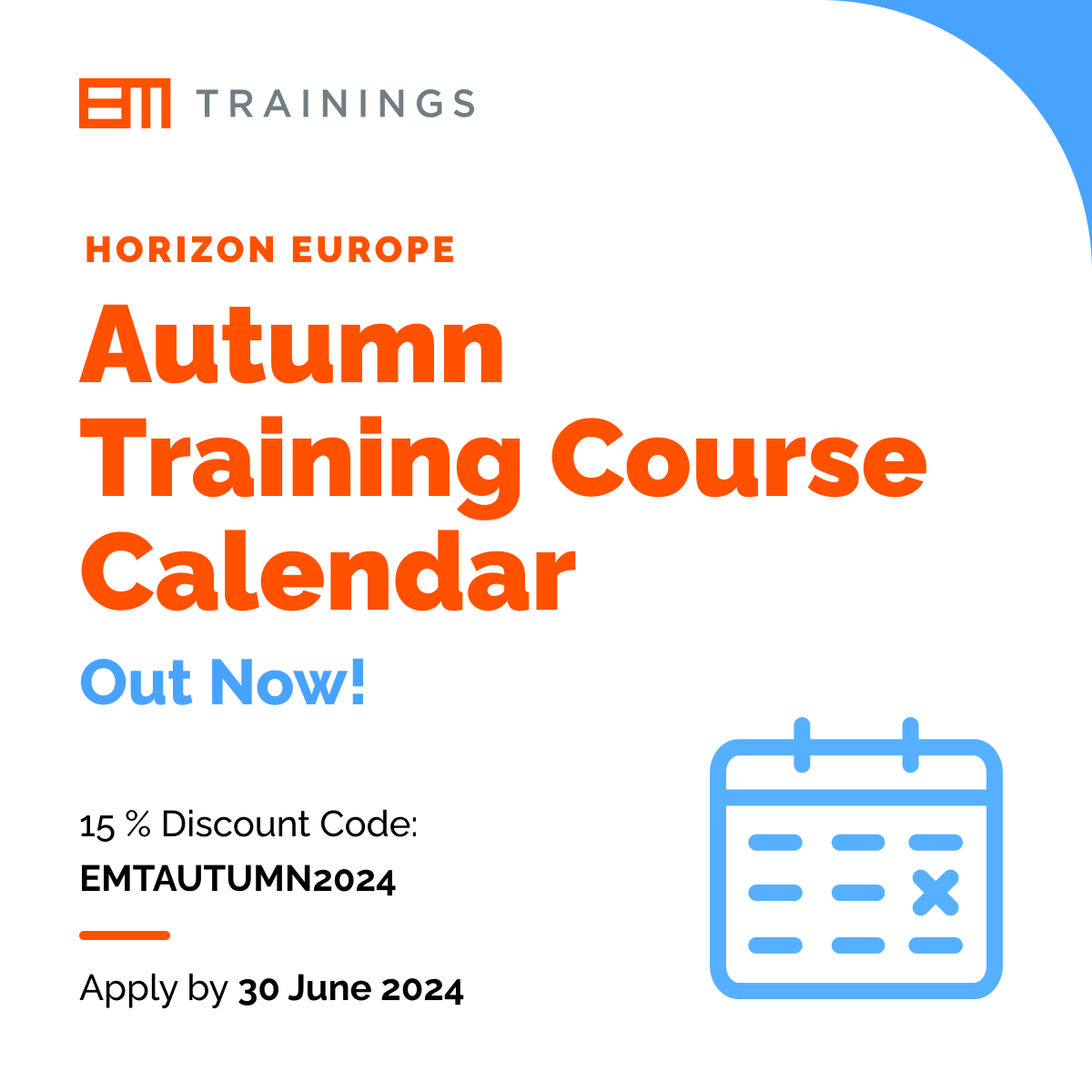 Autumn Training Course Calendar